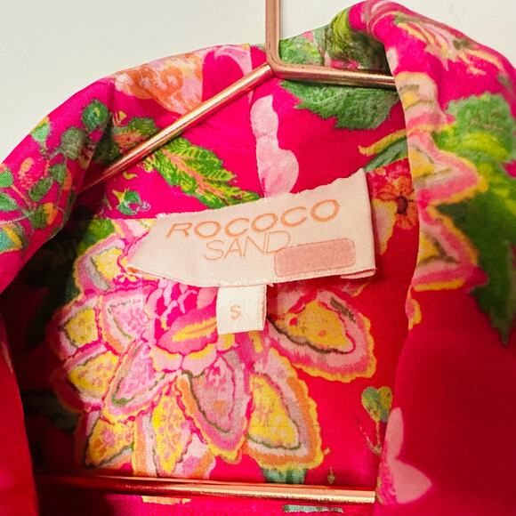 ROCOCO SAND Chloe Pink Floral Long Sleeves Wrap Maxi Dress Size Small - Picture 9 of 16